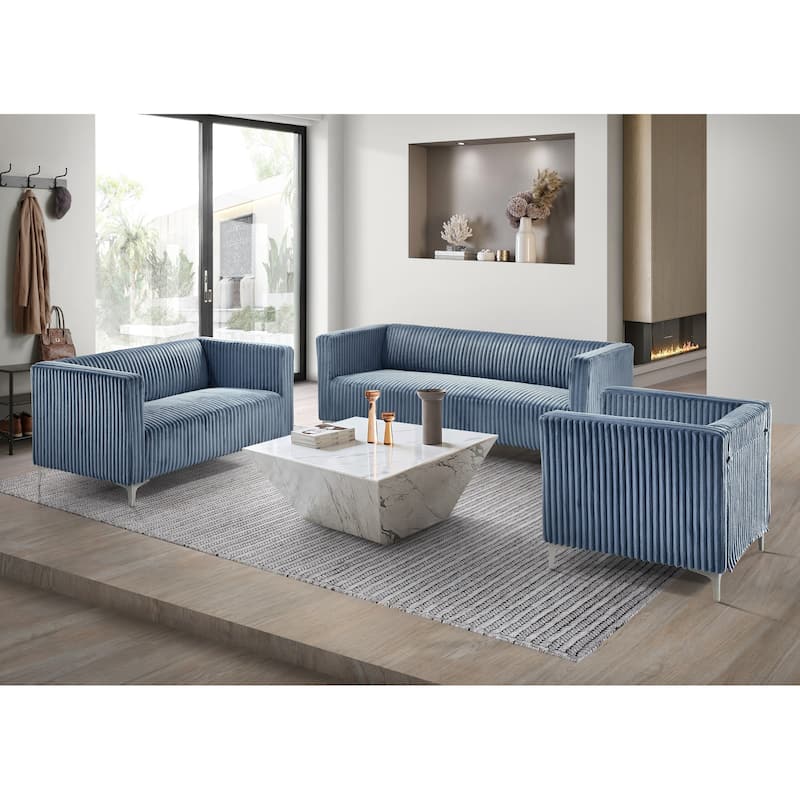 Clayfell Gavin Velvet Square Arm Living Room Set