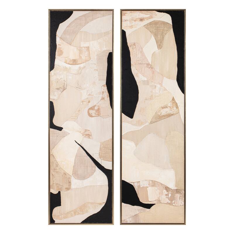 Canvas Wall Art Wood Frame Vertical Design (Set of 2) - 70" Multi