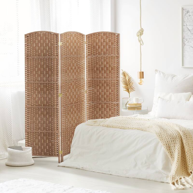 6' Tall Wicker Weave 6 Panel Room Divider Privacy Screen - Natural - 3