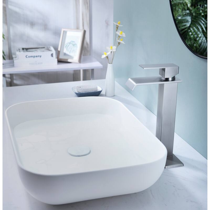 Modern Single Handle Sink Vanity Bathroom Faucet with Waterfall Spout, Anti Corrosion, Anti Rust, Easy Clean