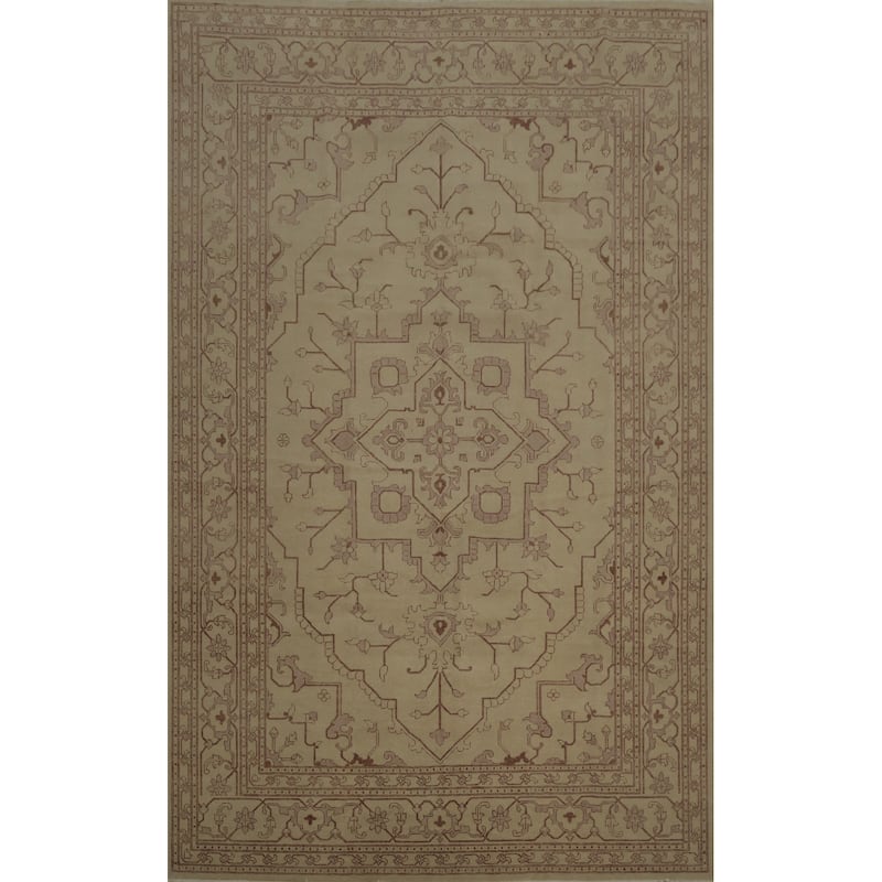 Hand Knotted Oriental 100% Wool Carpet Traditional Floral Beige & Ivories Peshawar Area Rug - 13' 9'' X 9' 9''