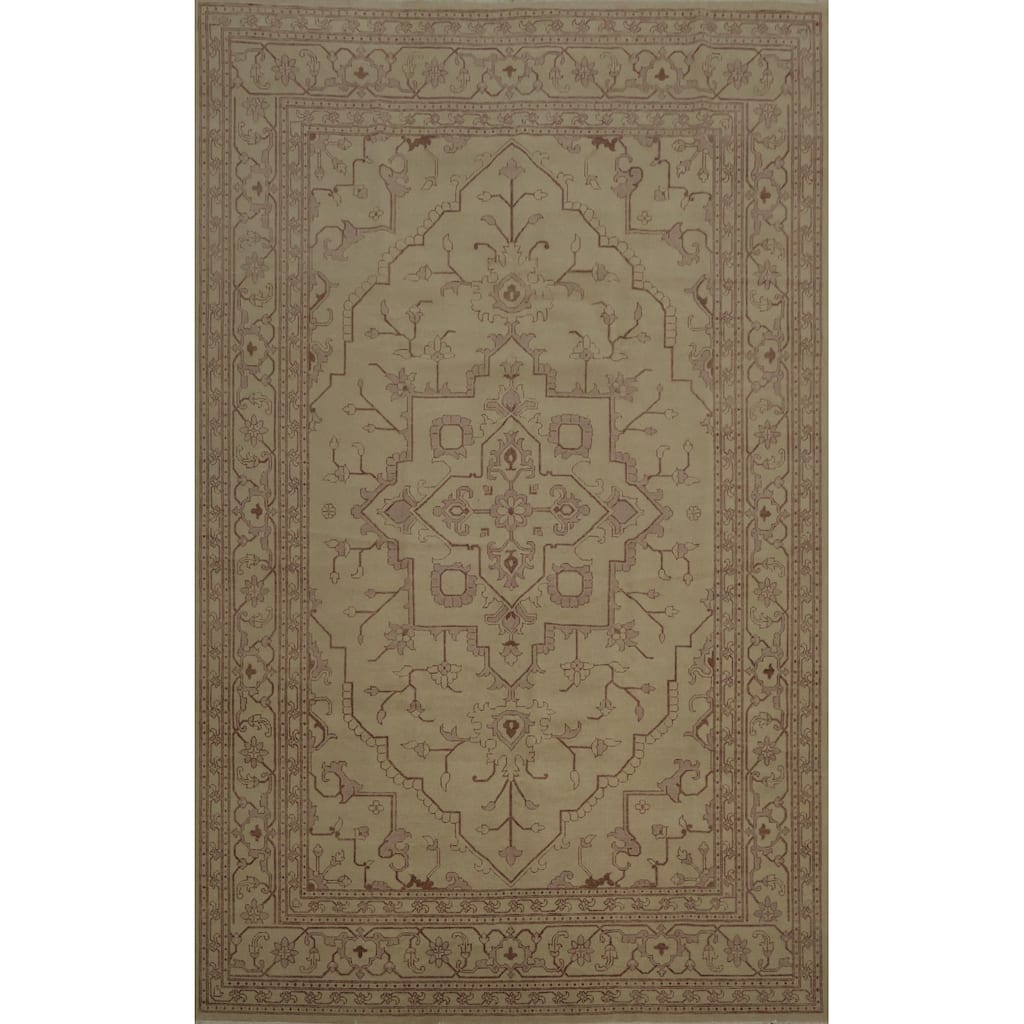Hand Knotted Oriental 100% Wool Carpet Traditional Floral Beige & Ivories Peshawar Area Rug - 13' 9'' X 9' 9''