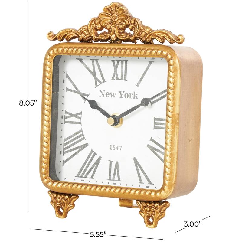 Gold Metal Antique Style Scroll Decorative Clock