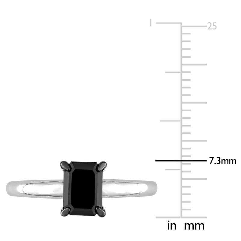 Miadora 1ct TDW Emerald-cut Black Diamond Solitaire Engagement Ring in 14k White Gold