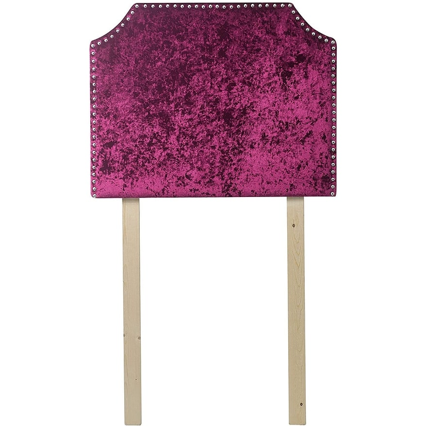 Bevel Tacked Plush College Headboard with Legs - Velvet Crush