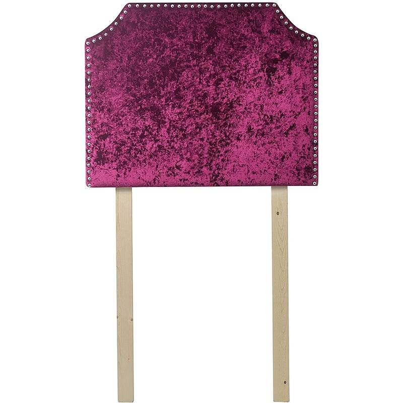 Bevel Tacked Plush College Headboard with Legs - Velvet Crush - Burgundy