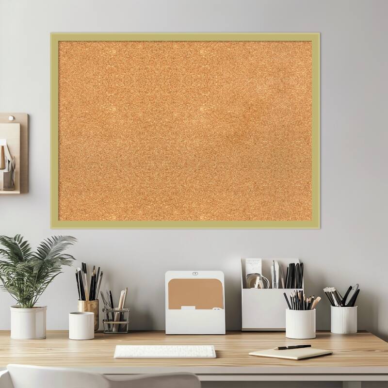 Incline Light Gold Wood Framed Cork Board - Bulletin Board, Organization Board, Pin Board