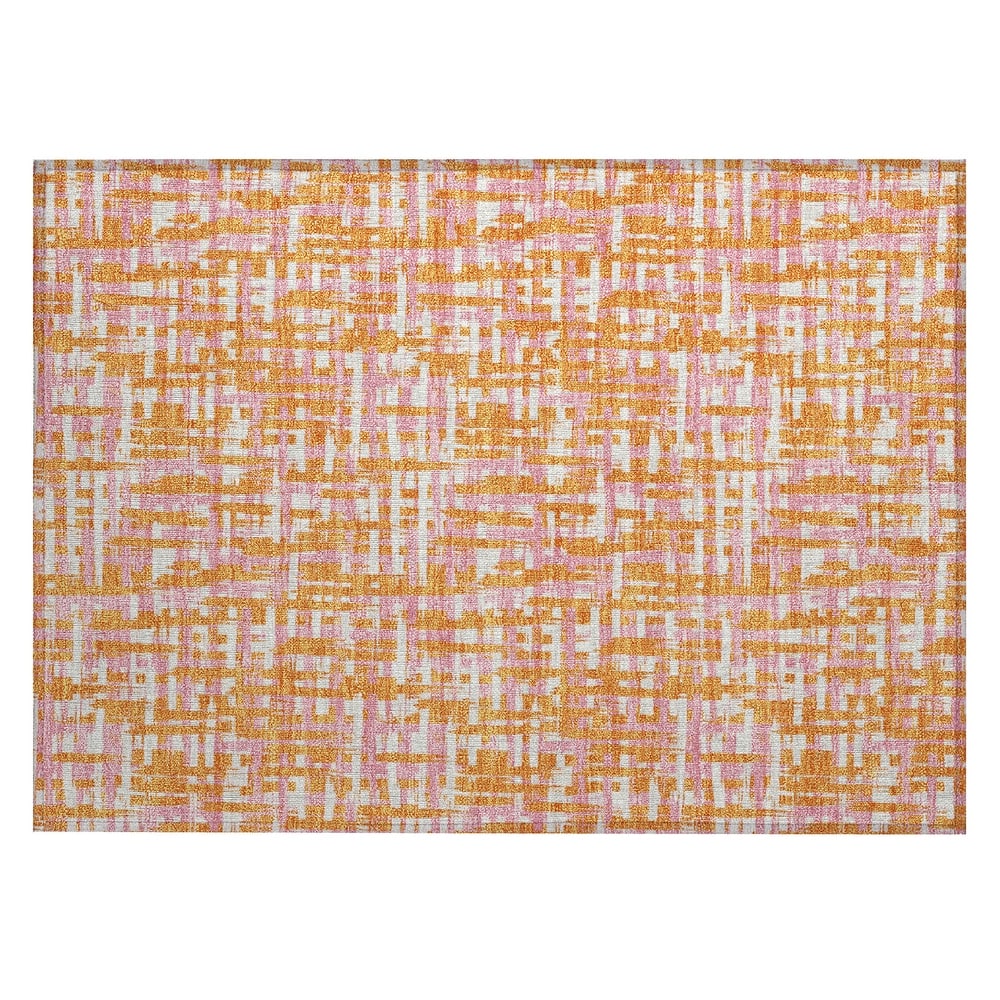 Machine Washable Indoor/ Outdoor Modern Crosshatch Chantille Rug