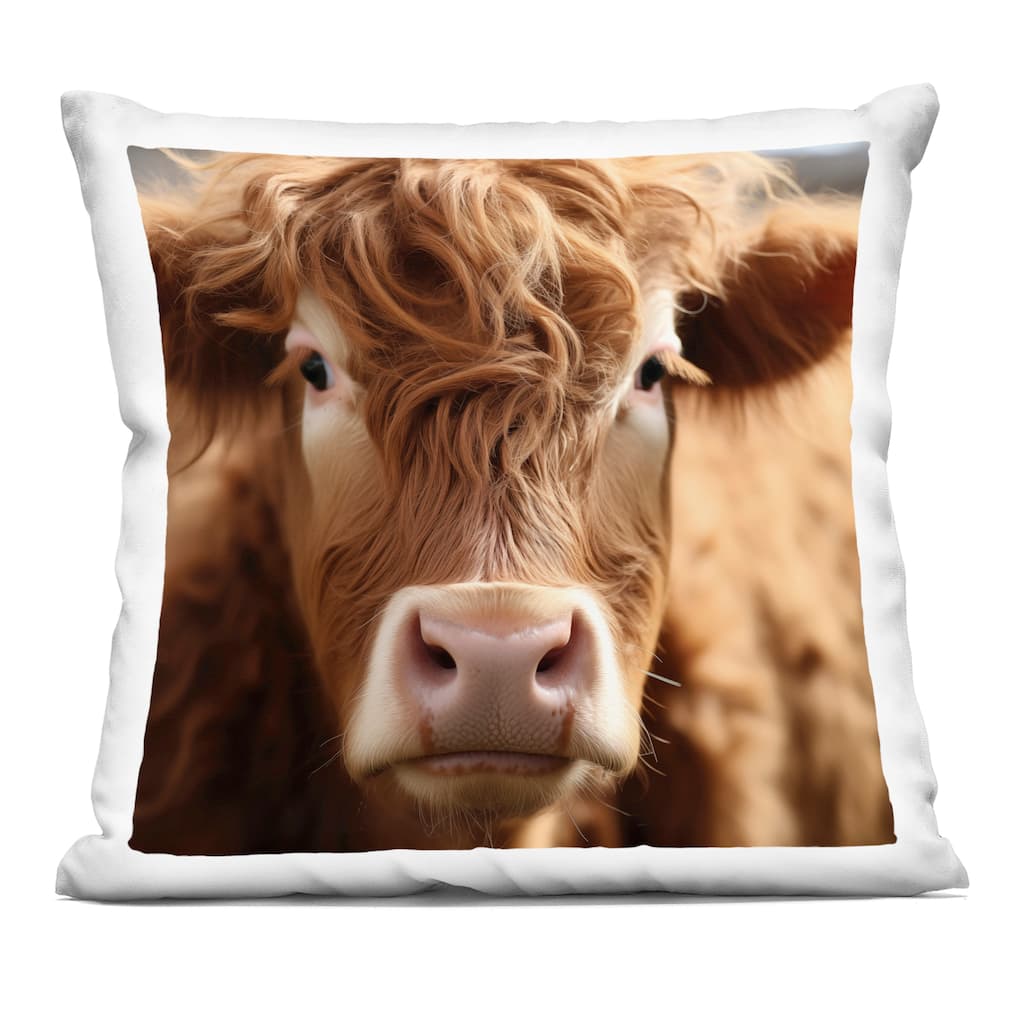 Stupell Close Up Furry Cow Portrait Decorative Printed Throw Pillow Design by Heidi Kuntz