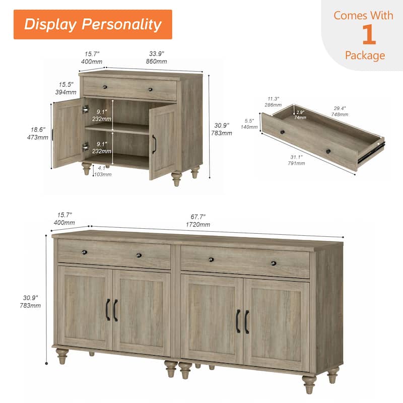 Farmhouse TV Stand for 75 inch TV, TV Console with Storage
