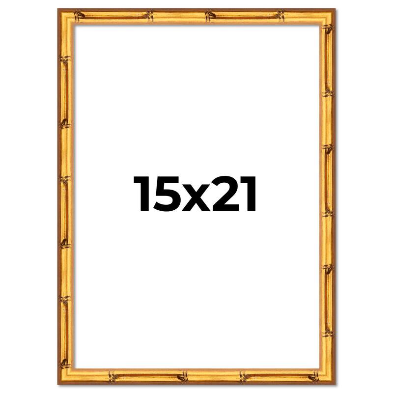 15x21 Frame Gold Bamboo Picture Frame Modern Photo Frame Includes UV Acrylic Shatter Guard Front Acid Free Foam Backing Board