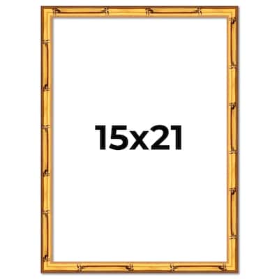 15x21 Frame Gold Bamboo Picture Frame Modern Photo Frame Includes UV Acrylic Shatter Guard Front Acid Free Foam Backing Board