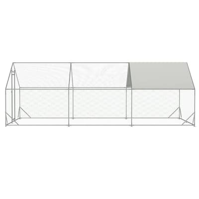 Large Chicken Coop Metal Chicken Run with Waterproof and Anti-Uv Cover