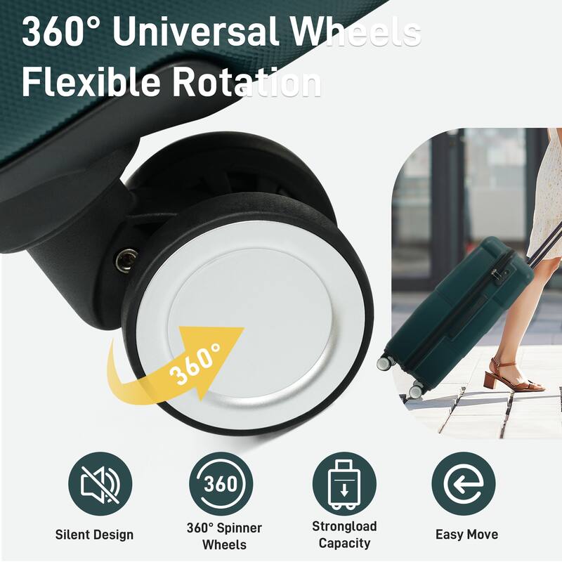 20"+24"+28" 3 Piece Hardshell Double Spinner Wheels Suitcase with Handle Password Lock