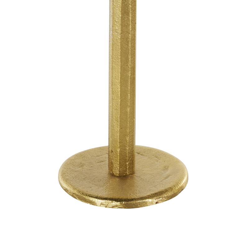 Gold Aluminum Metal Tapered Slim Minimalistic Decorative Candle Holder with Round Base (Set of 3) - 4"W x 4"L x 14"H
