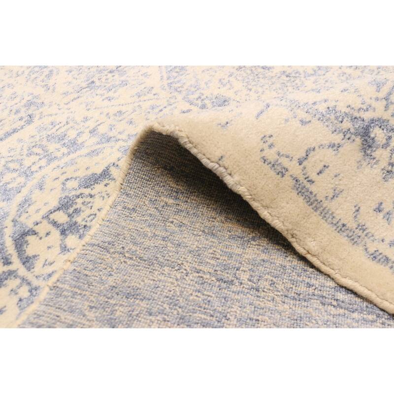 ECARPETGALLERY Hand Loomed Elysian Cream Silk, Wool Rug - 5'3 x 7'6