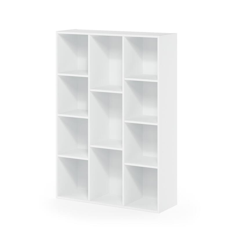 4-Shelf Corner Bookcase White Finish Modern Space-Saving Storage Organizer with Open Display for Compact Rooms