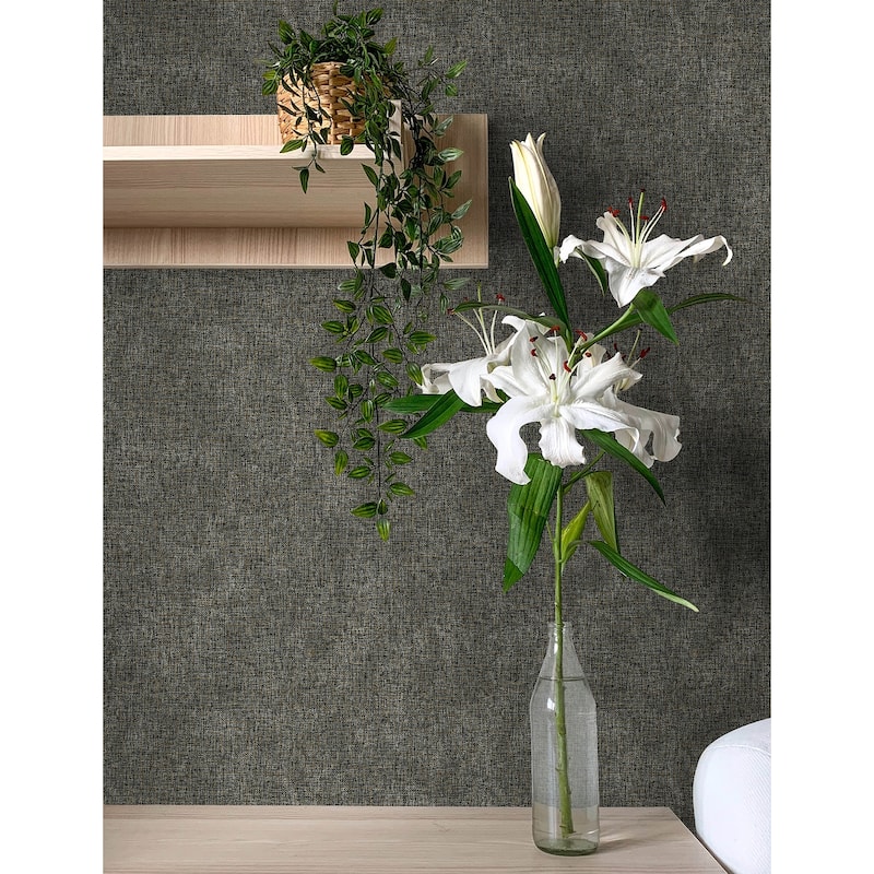 Advantage Buxton Charcoal Faux Weave Wallpaper