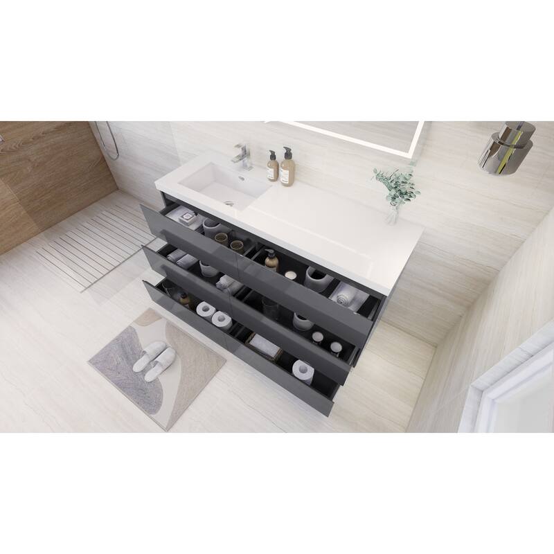 Aron 60'' Freestanding Vanity with Left Single Sink