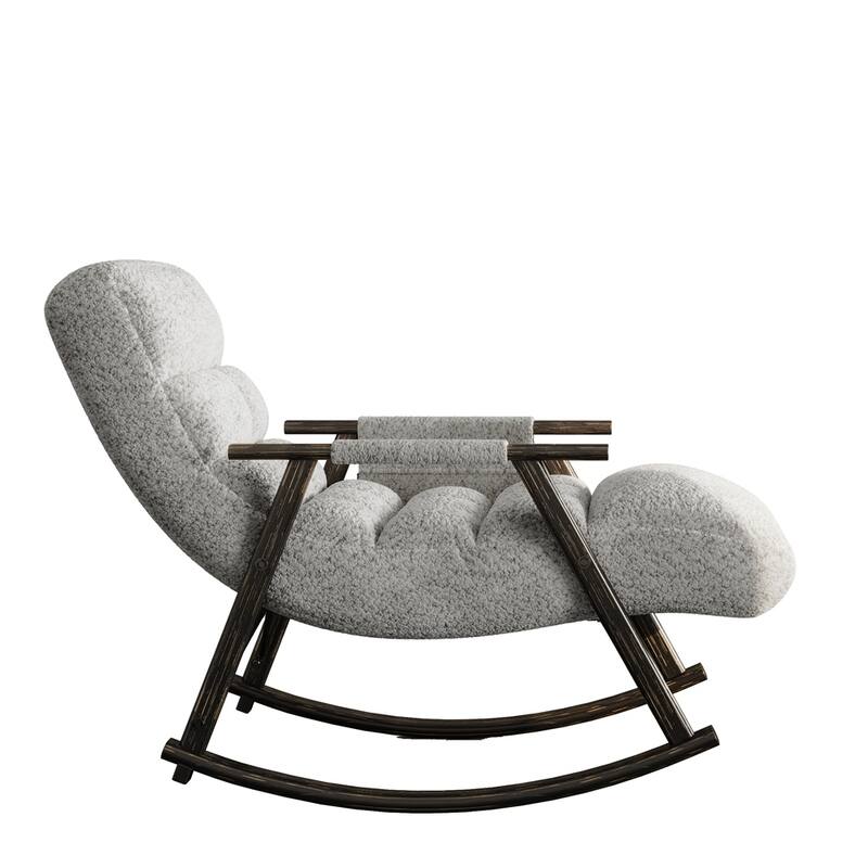 Folding Rocking Upholstered Chair with Adjustable Back and Footrest
