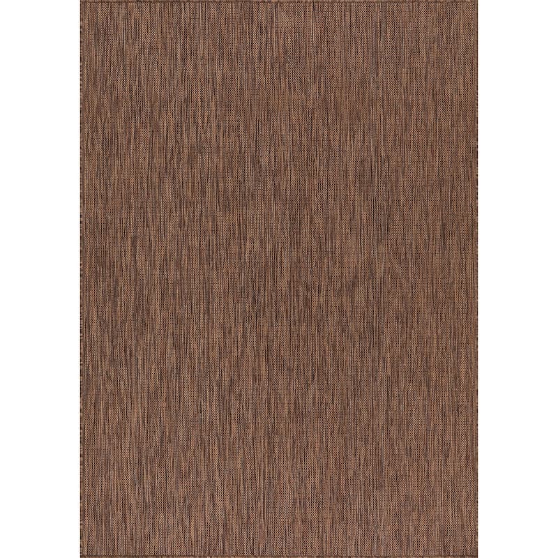 Aloha Washable Solid Indoor Outdoor Area Rug Patio Deck Living Room - 5x7 - Gold