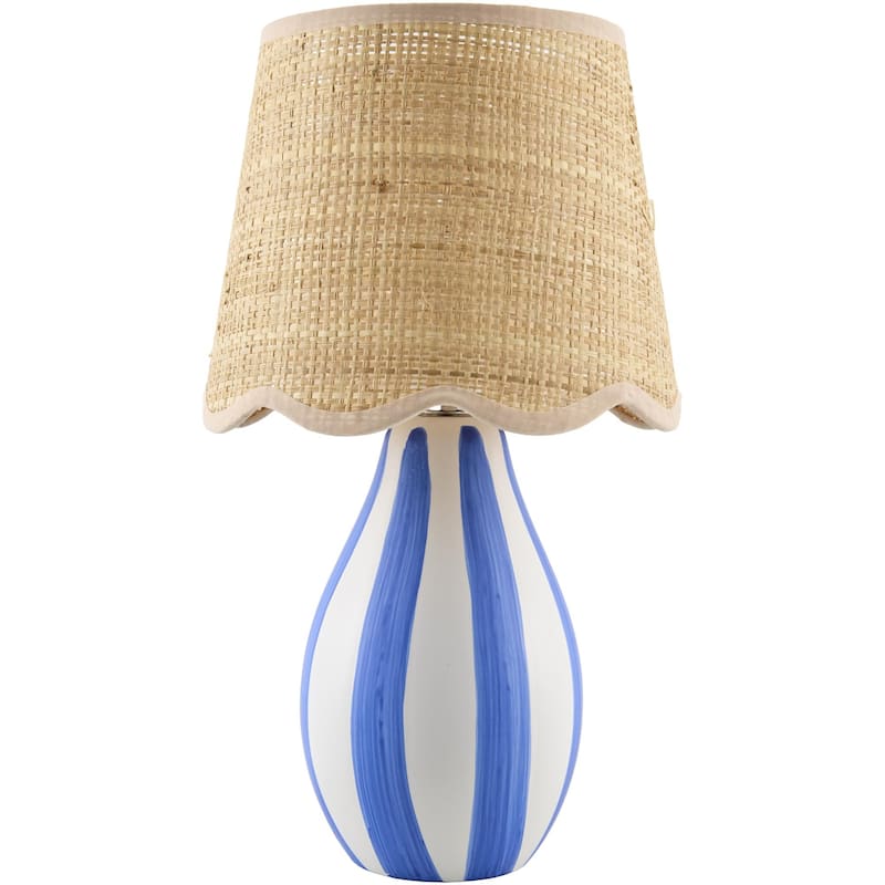 Livabliss Melbu Traditional Accent Table Lamp - 14"H x 8"W x 8"D - Blue/Beige
