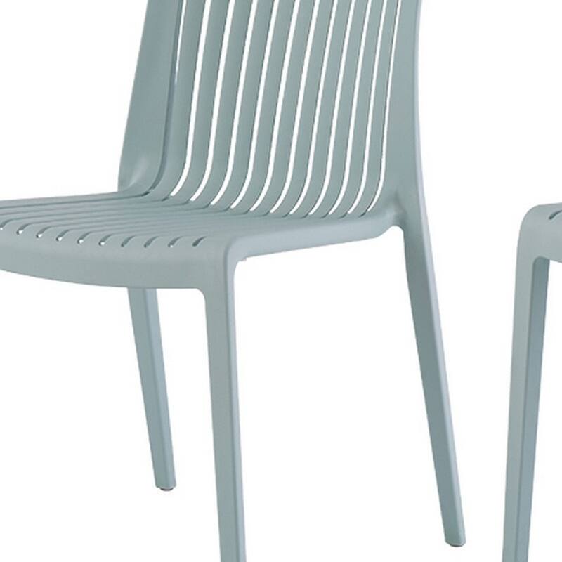 HomeRoots Set of Two Baby Blue Heavy Duty Plastic Outdoor Stacking Accent Chairs