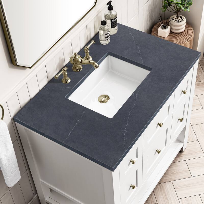 James Martin Vanities Breckenridge 36" Single Vanity, Bright White - Charcoal Soapstone Quartz