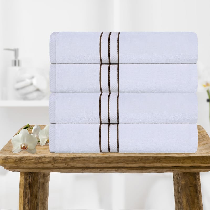 Turkish Cotton Plush Heavyweight Bath Towel Set of 4 by Superior - Latte