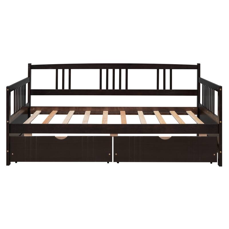 Wood Daybed w/2 Drawers, Wood Slat Support, Wooden Sofa Bed - Bed Bath ...