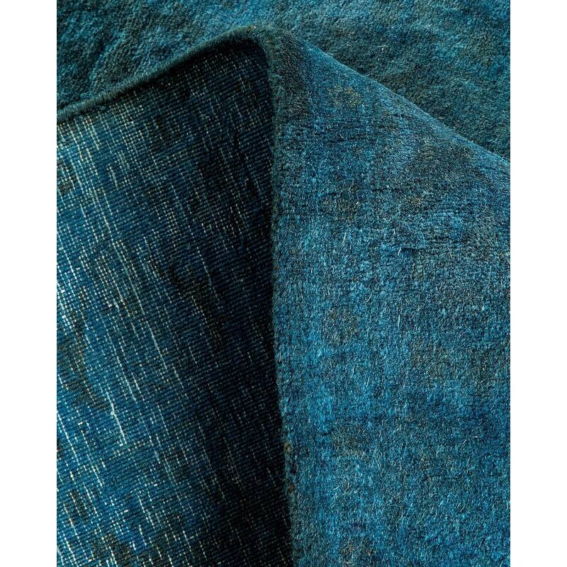 Overton Hand Knotted Wool Vintage Inspired Modern Contemporary Overdyed Blue Area Rug - 3' 2" x 5' 1"
