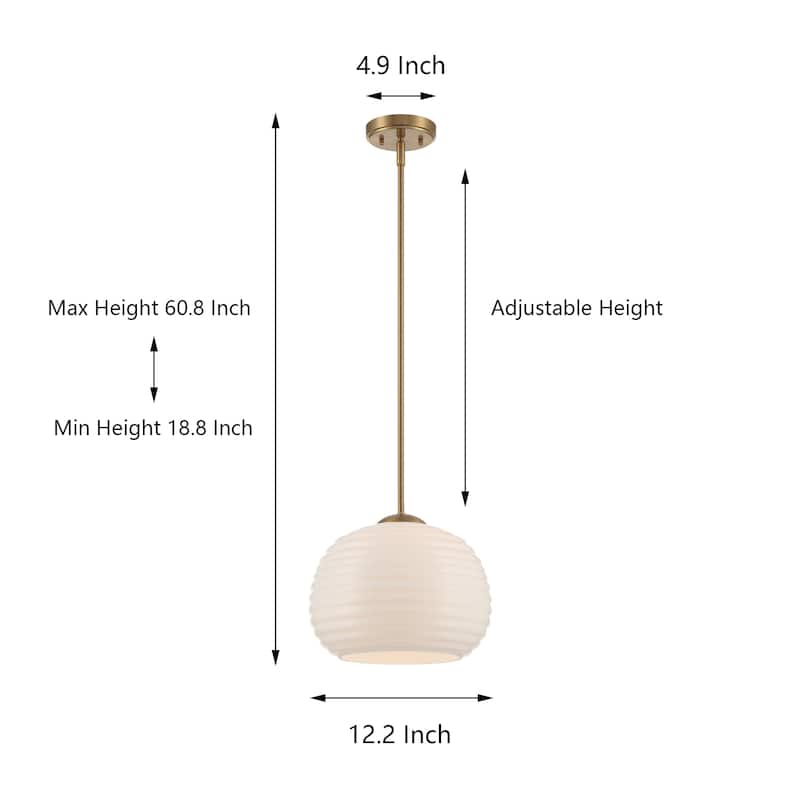 Acroma 1-Light Striped Glass Globe Pendant For Kitchen Island