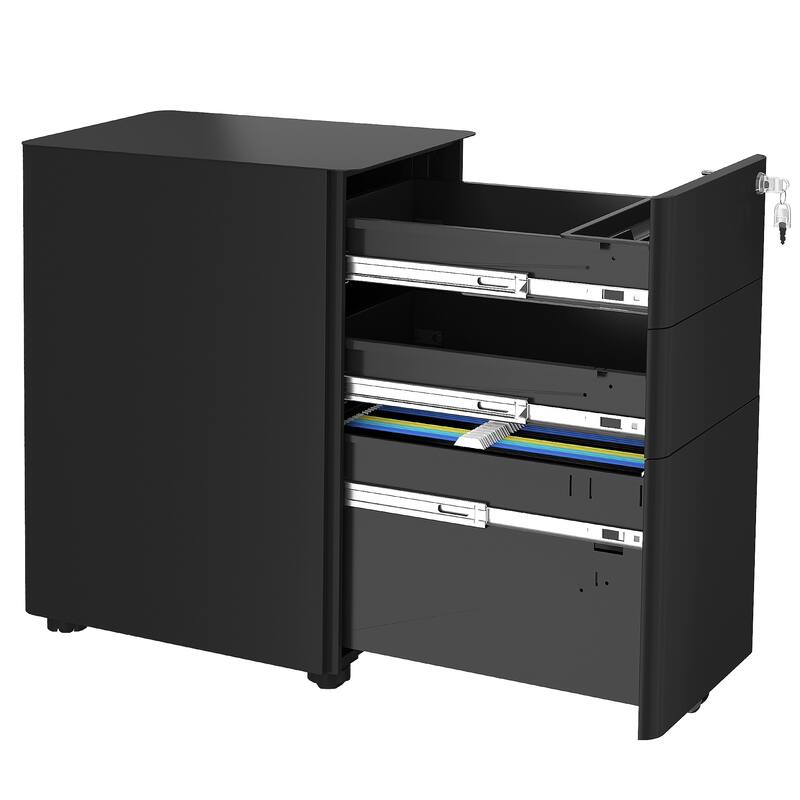 Modern 3-Drawer Mobile Steel File Cabinet