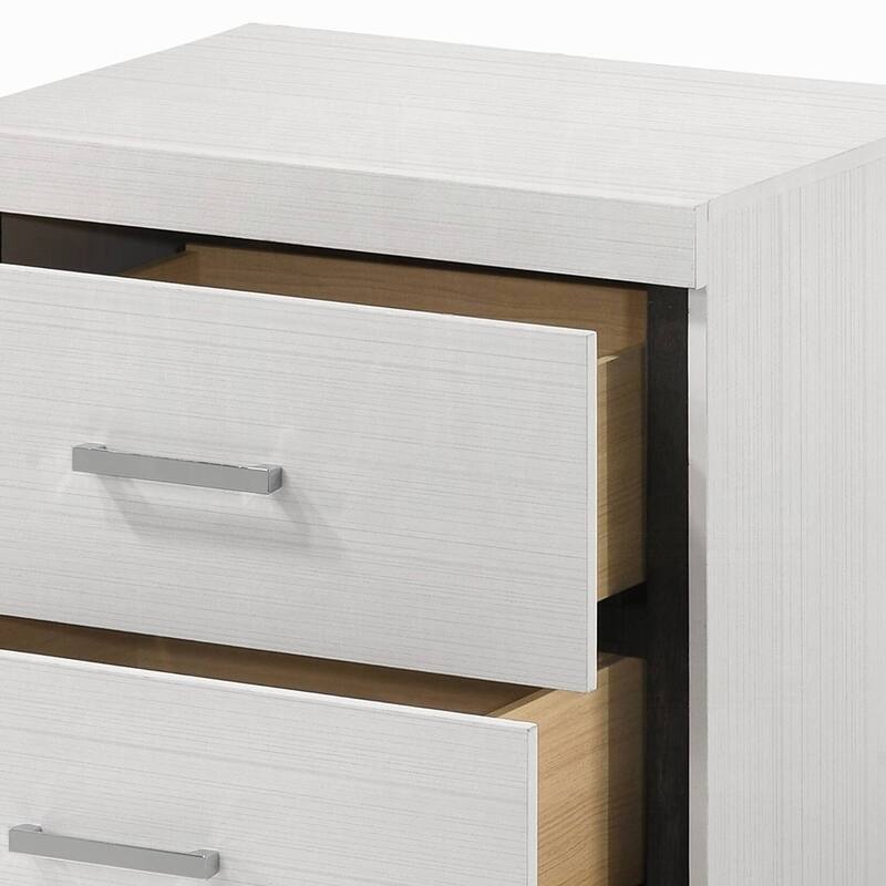 Modern Contemporary White Finish Nightstand with Two Drawers