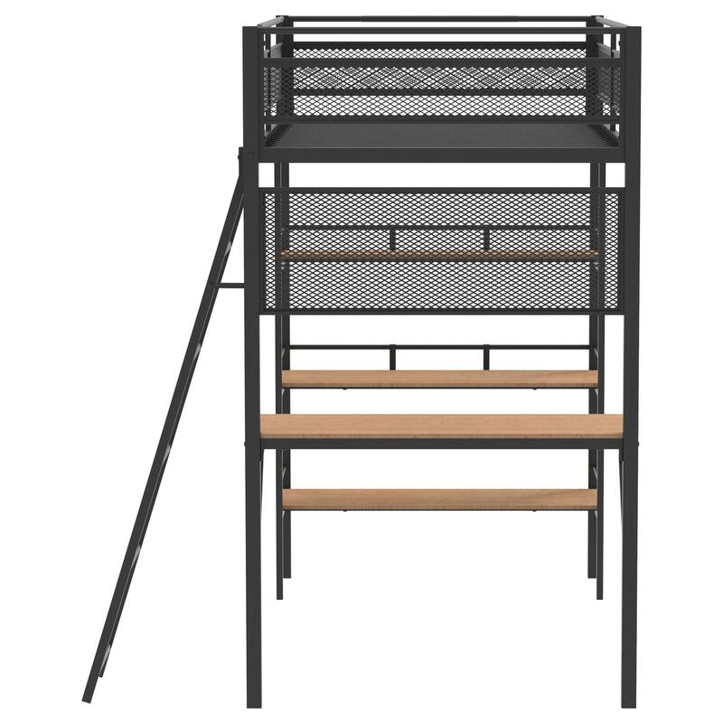 Campus 3-shelf Metal Twin Workstation Loft Bed
