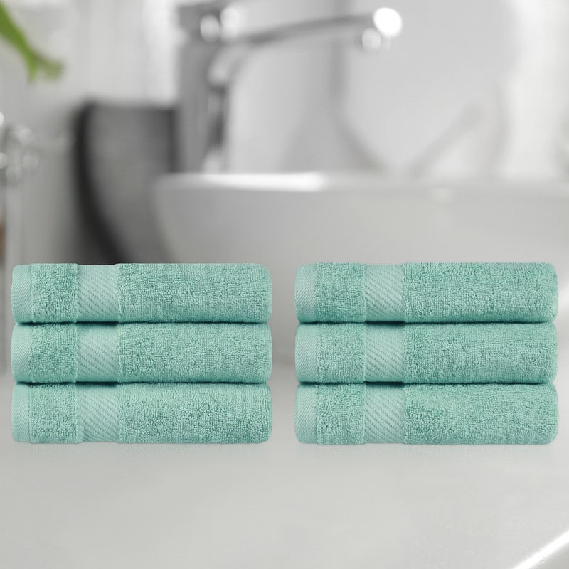 Superior Luxury Solid Highly Absorbent Egyptian Cotton Hand Towel - (Set of 6)