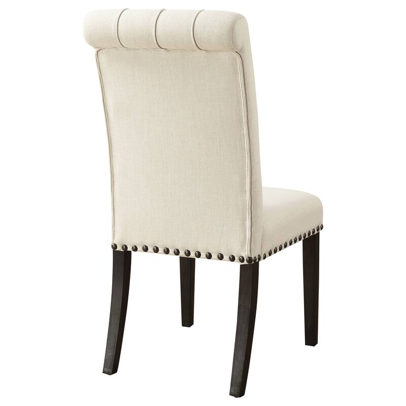 2pc Set Luxurious Feel Button-Tufted High Back Elegant Rolled Top Velvet Fabric Upholstered Nailhead Trim Tapered Legs