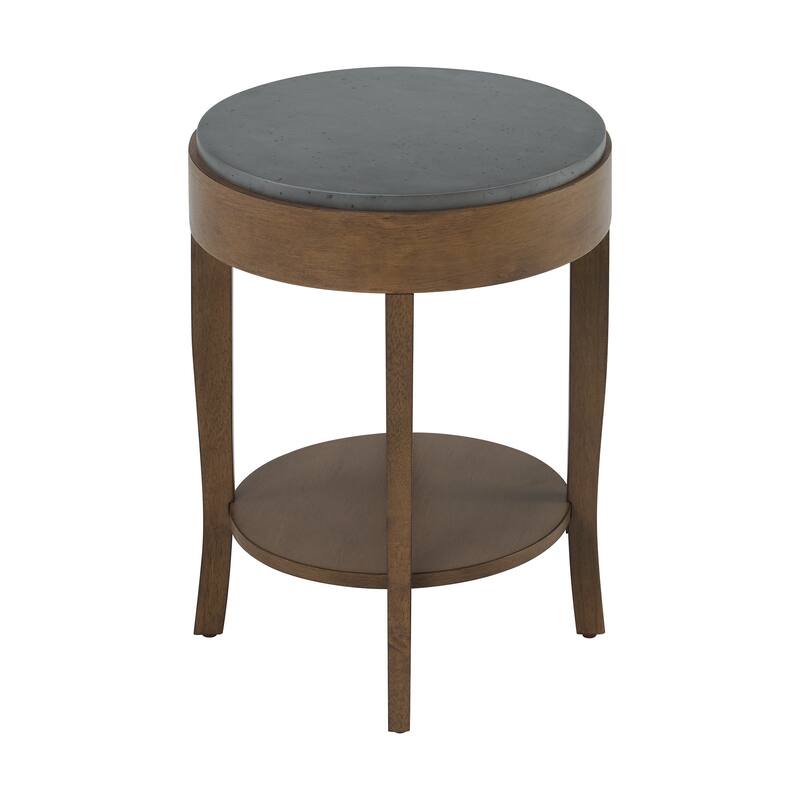 Solvar Gray and Natural Round Wood Accent End Table
