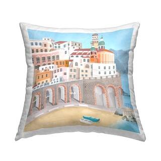 Stupell Coastal City Beach Shore Printed Throw Pillow Design by Carla