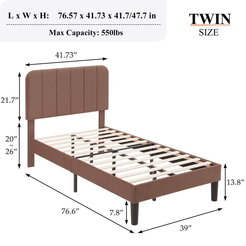 Javlergo Upholstered Bed Frames with Height-adjustable Headboard