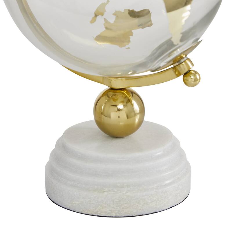 Silver or Gold Marble Globe with Marble Base and Tiered Base