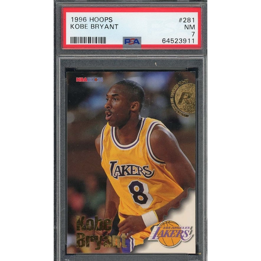 kobe bryant rookie card graded 1996 Hoops Basketball RC #281 PSA 7 - Black - 8'6