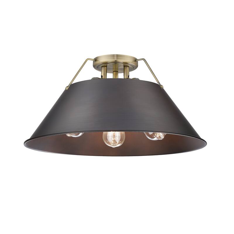 Orwell 3-Light Flush Mount in Aged Brass with Rubbed Bronze - Gold