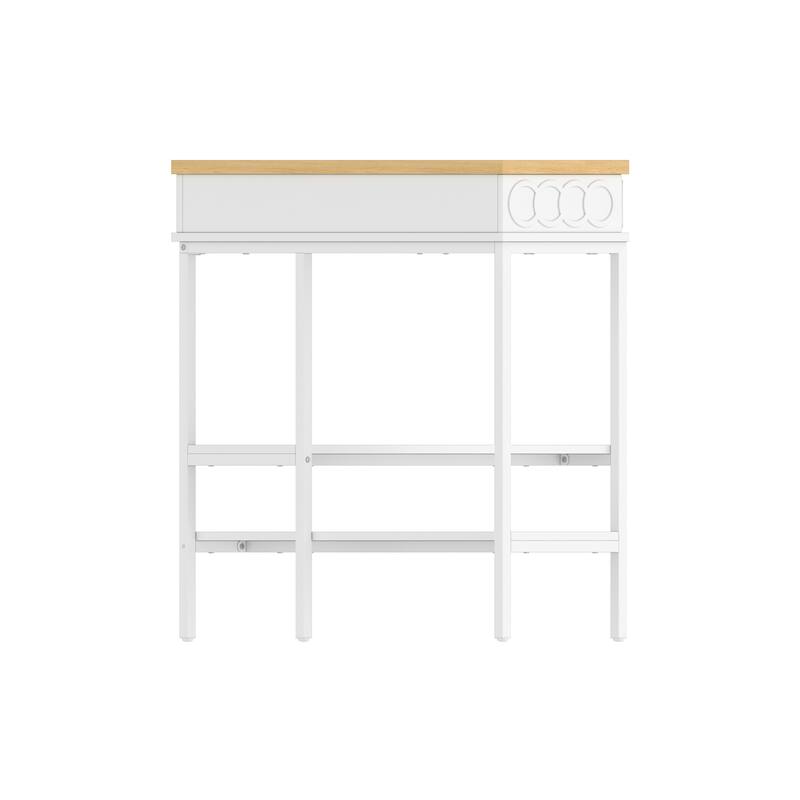 360° Rotating Corner Desk with Pull-Out Keyboard Tray – Small Space L-Shaped Computer Desk White & Oak