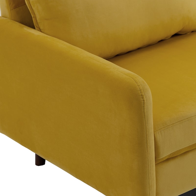 2 Pices Velvet Loveseat Wood Legs Sofa