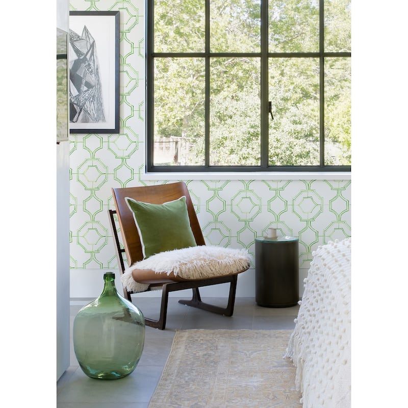 A-Street Prints Gallina Green Trellis Wallpaper