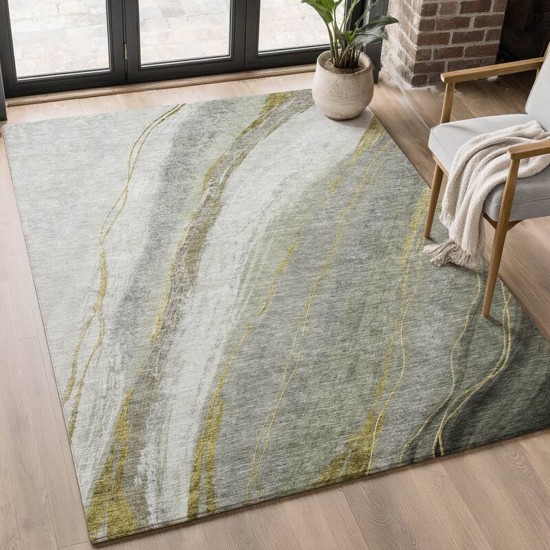 Premium Washable Super Soft Modern Motion Mayfield Rug - Aloe - 5' x 7'6"