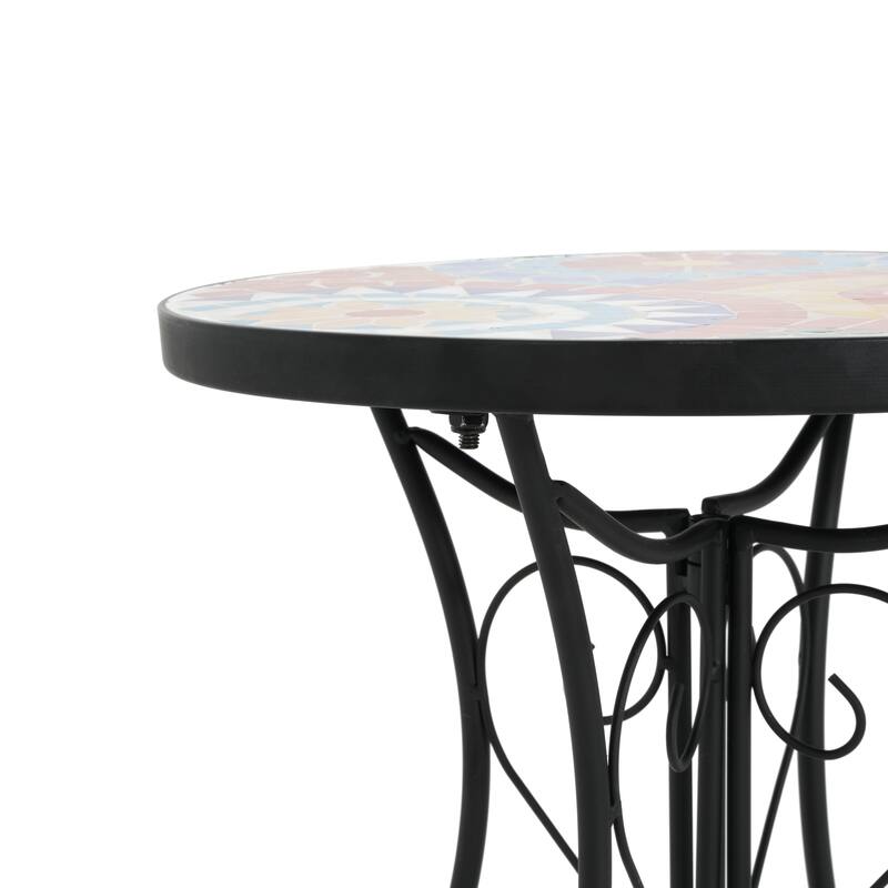 Christopher Knight Home - Camille Ceramic Tile and Iron Outdoor Side Table with French Country Charm