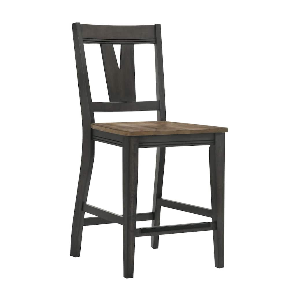Harper Counter Stool with Splat Back and 4 Legs, Brushed Brown & Pecan, Set of 2
