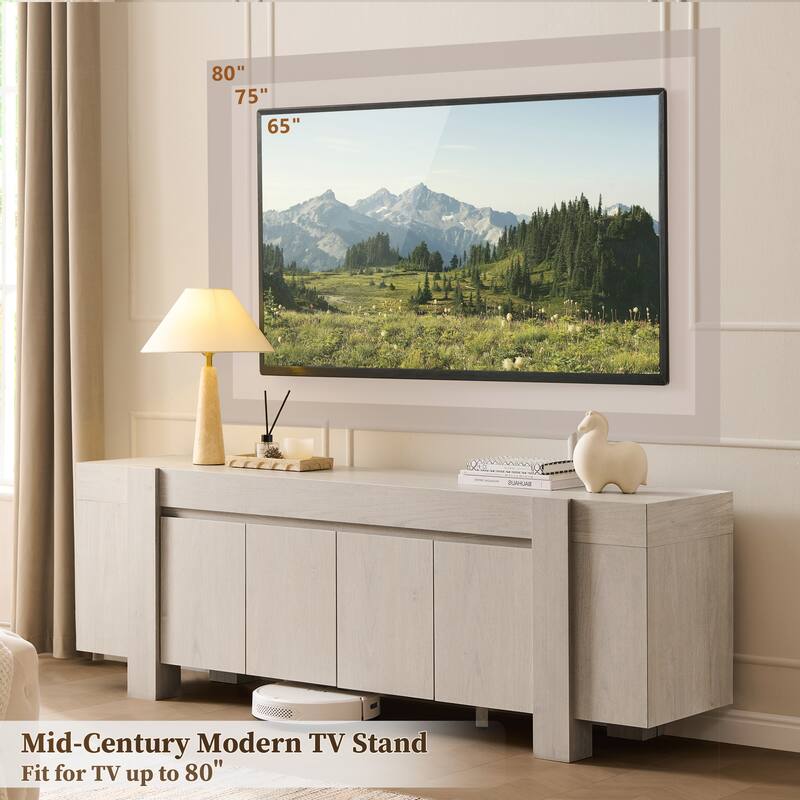 Modern Farmhouse TV Stand, Wood Entertainment Center for Living Room